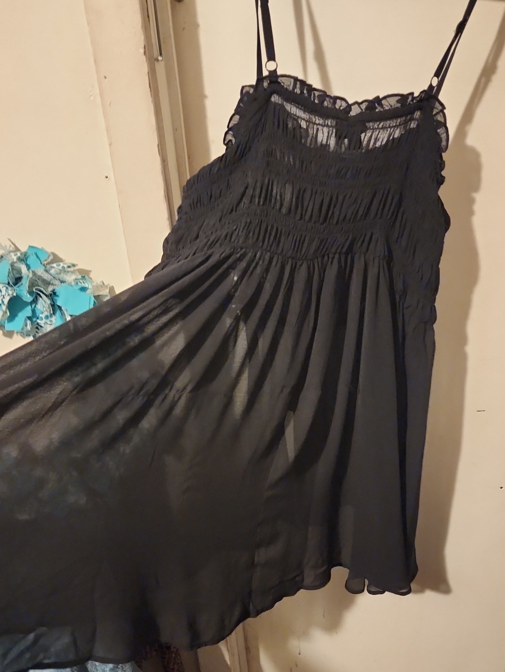 torrid Black Smocked Button-Front Chiffon Cami Top Size 0 (12) - Picture 4 of 4